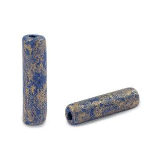 Grieks keramiek kralen gold spot tube Dark blue 20x5mm Ø2mm-Kralen-Kraaltjes van Renate