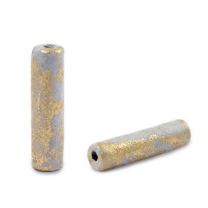 Grieks keramiek kralen gold spot tube Grey 20x5mm Ø2mm-Kralen-Kraaltjes van Renate