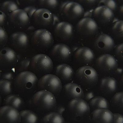Half edelsteen Frosted Black Agaat rond 10mm-Kraaltjes van Renate