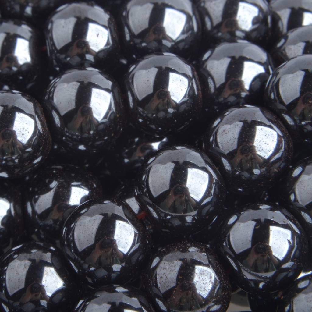 Halfedelsteen Hematiet rond antraciet 8mm - 6 stuks-Kraaltjes van Renate