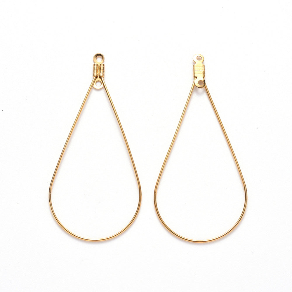 Hanger Druppel Open Premium 18k RVS Goud 48.5mm - per stuk-Bedels-Kraaltjes van Renate