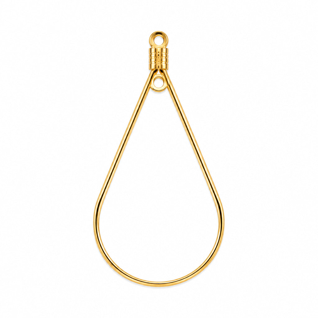 Hanger Druppel Open Premium 18k RVS Goud 48.5mm - per stuk-Bedels-Kraaltjes van Renate