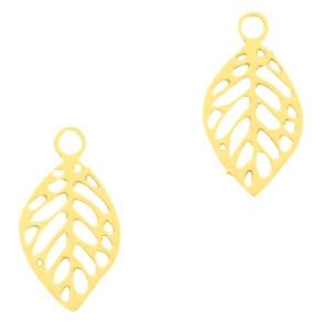 Hanger bohemian blaadje Goud 11x6mm-Kraaltjes van Renate