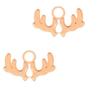 Hanger bohemian gewei Rosegoud 17x10mm-Kraaltjes van Renate