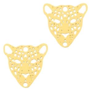 Hanger bohemian leopard Goud 15mm-Kraaltjes van Renate