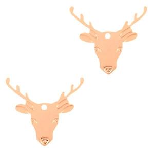 Hanger bohemian rendier Rosegoud 20x18mm-Kraaltjes van Renate