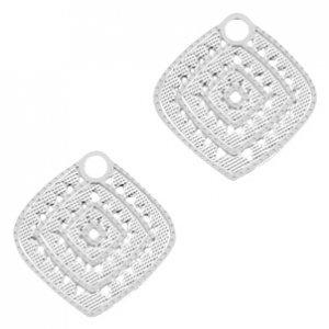Hanger bohemian rhombus Zilver 16x15mm-Kraaltjes van Renate