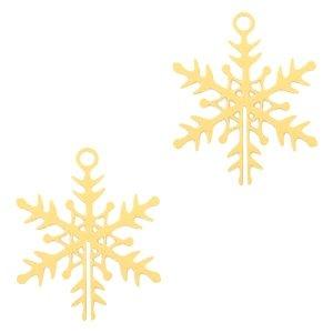 Hanger bohemian sneeuwvlokje Goud 16x13mm-Kraaltjes van Renate