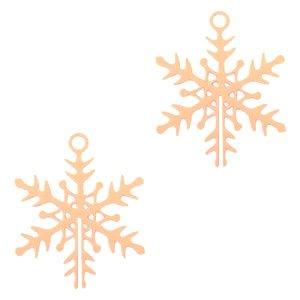 Hanger bohemian sneeuwvlokje Rosegoud 16x13mm-Kraaltjes van Renate