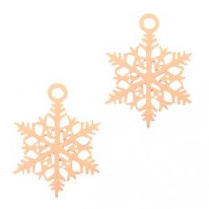 Hanger bohemian sneeuwvlokje Rosegoud 20x17mm-Kraaltjes van Renate