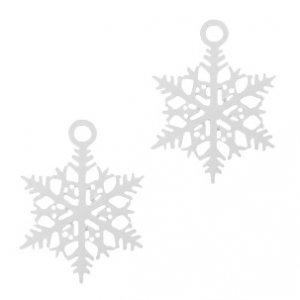 Hanger bohemian sneeuwvlokje Zilver 20x17mm-Kraaltjes van Renate