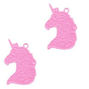 Hanger bohemian unicorn Pink 16x11mm-Kraaltjes van Renate