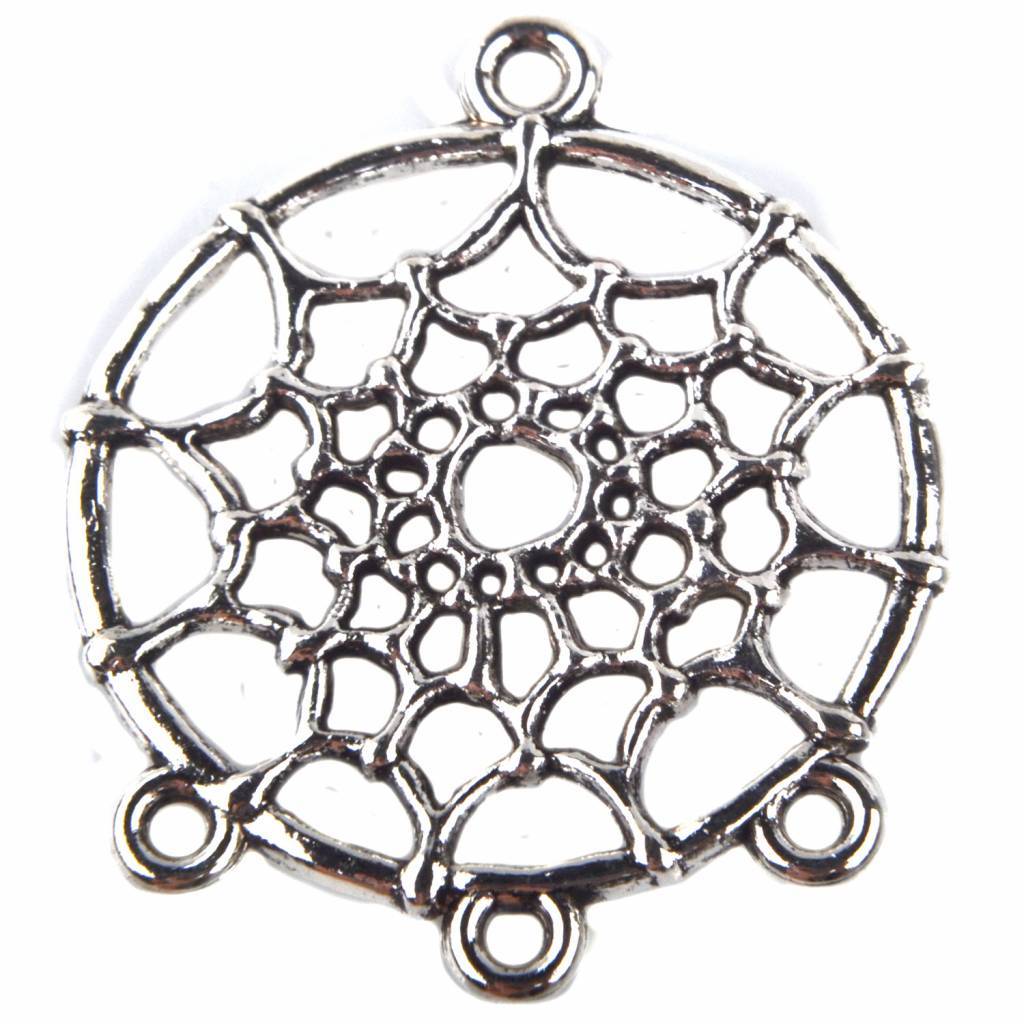Hanger dreamcatcher Zilver 34x28mm - 3 stuks-Kraaltjes van Renate