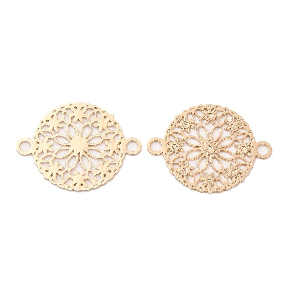 Hanger filigraan rond met bloem Warm Goud 12x15mm-bedels-Kraaltjes van Renate