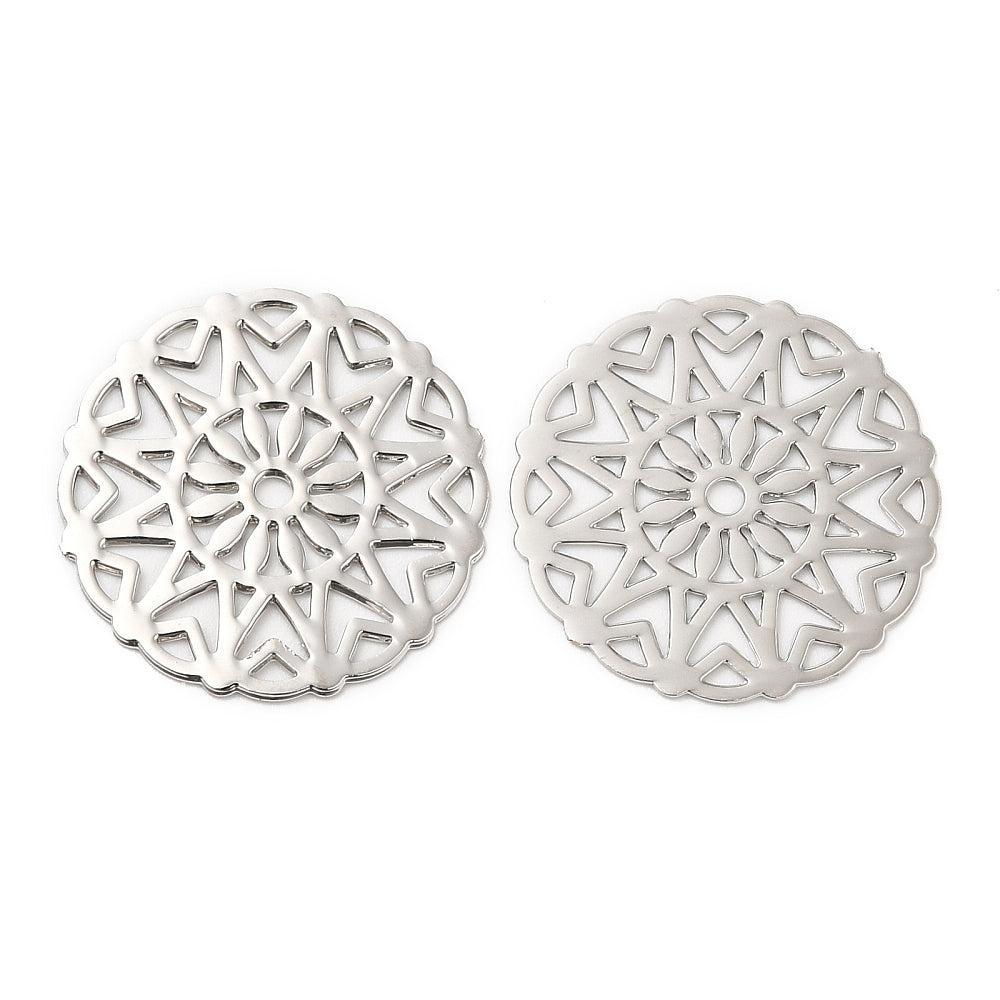 Hanger filigraan rond met bloem Zilver 18mm-bedels-Kraaltjes van Renate