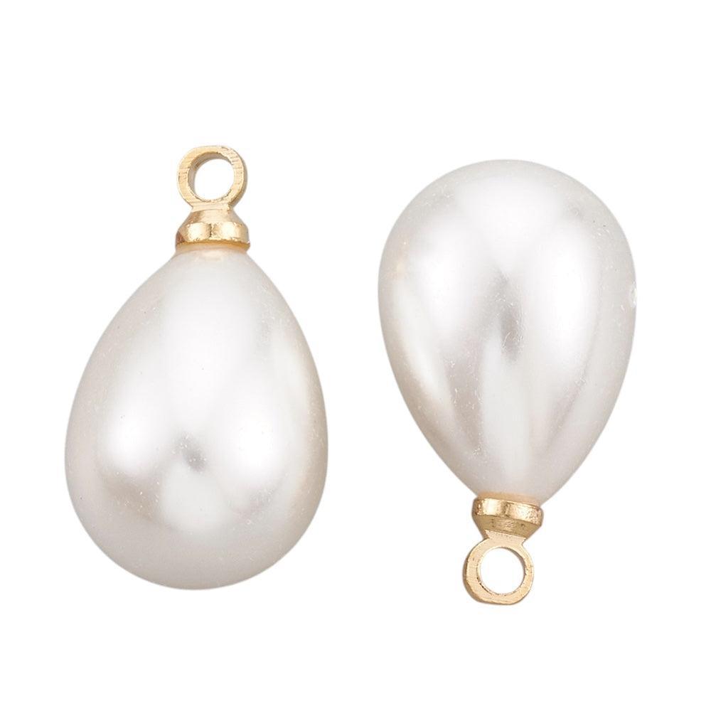 Hanger imitatie parel teardrop 18K goud 13,5mm- per stuk-Onderdelen-Kraaltjes van Renate