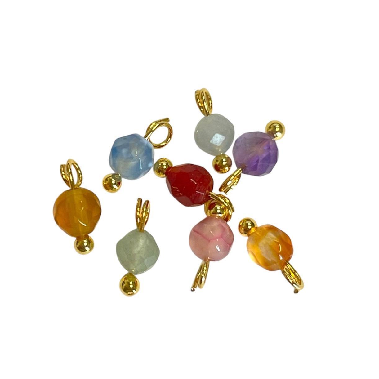Hanger mix edelsteen brass goud 8mm- per 8-bedels-Kraaltjes van Renate