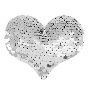 Hanger pailletten hart Zilver 9x8cm-Kraaltjes van Renate