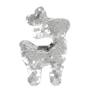 Hanger pailletten rendier Zilver 10x6cm-Kraaltjes van Renate