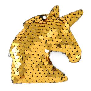 Hanger pailletten unicorn Goud 8x7cm-Kraaltjes van Renate