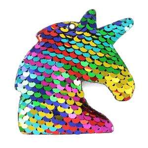 Hanger pailletten unicorn Rainbow 8x7cm-Kraaltjes van Renate