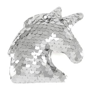 Hanger pailletten unicorn Zilver 8x7cm-Kraaltjes van Renate