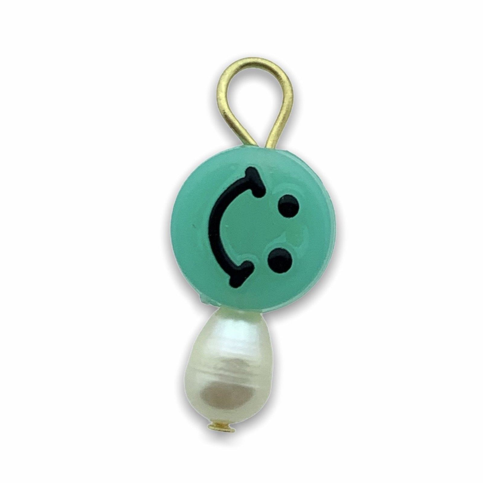 Hanger parel acryl smiley turquoise-Kraaltjes van Renate