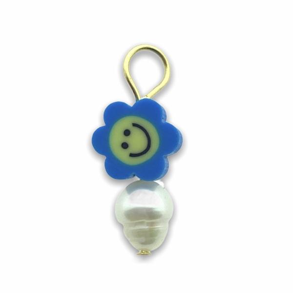 Hanger parel bloem blauw-Kraaltjes van Renate