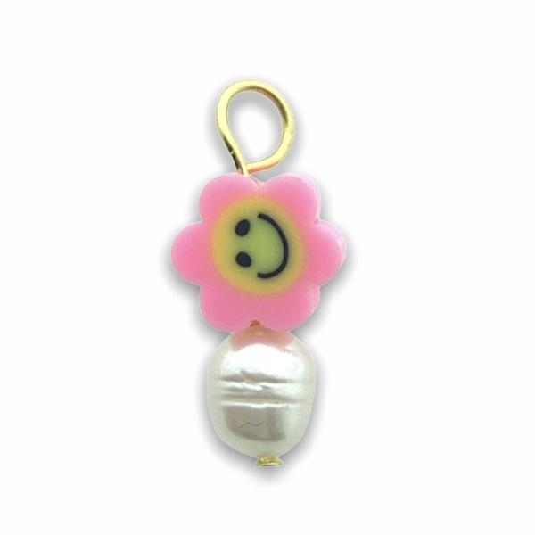 Hanger parel bloem roze-Kraaltjes van Renate