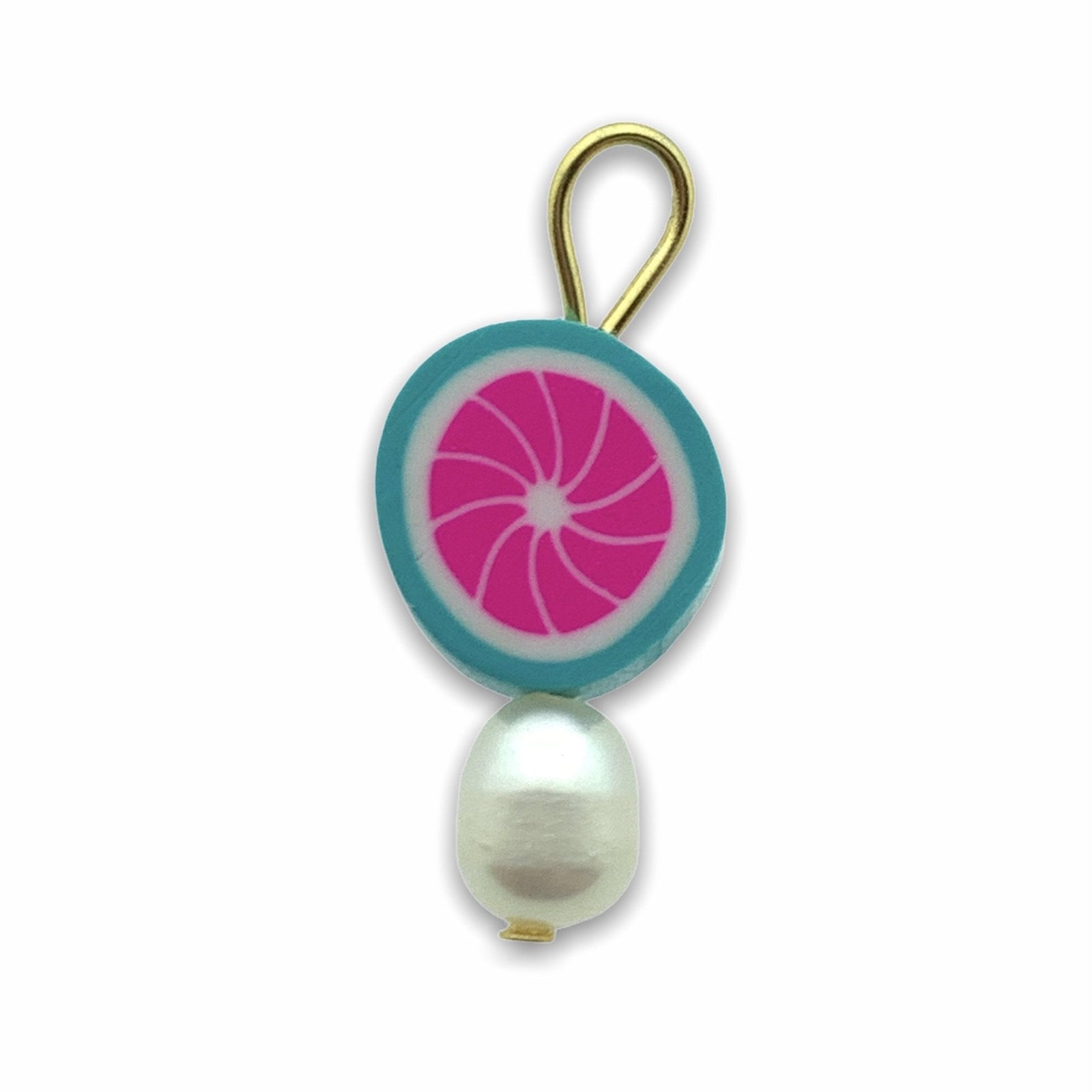 Hanger parel fruit roze-turquoise-Kraaltjes van Renate