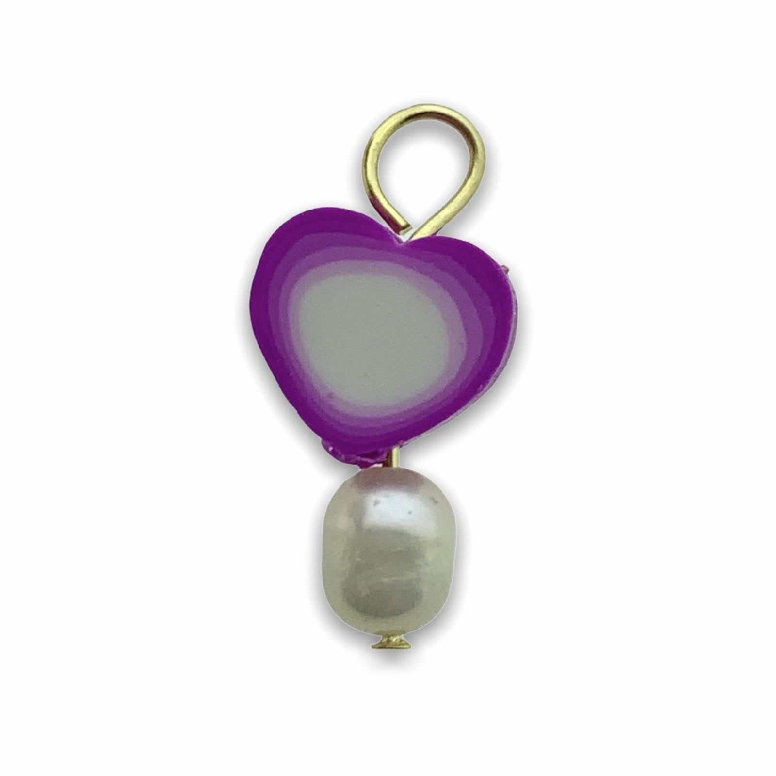 Hanger parel hart paars-wit-Kraaltjes van Renate