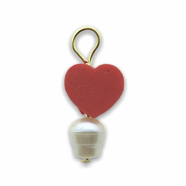 Hanger parel hart rood-Kraaltjes van Renate