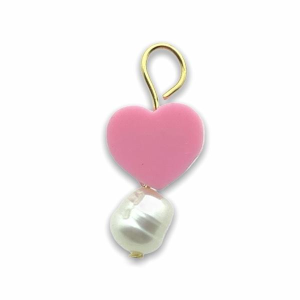 Hanger parel hart roze-Kraaltjes van Renate