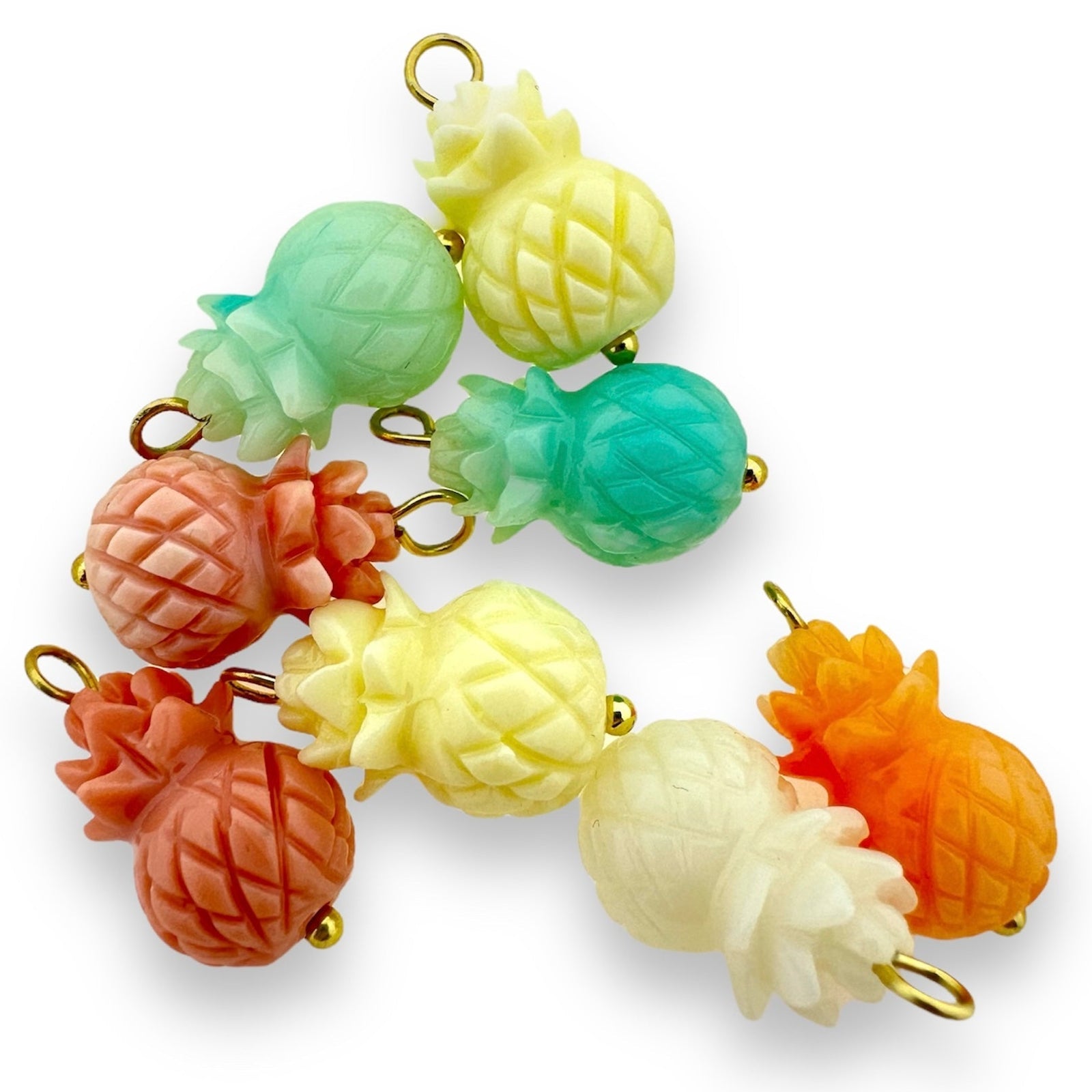 Hanger acryl ananas multicolor goud RVS 16x11mm-Kralen-Kraaltjes van Renate