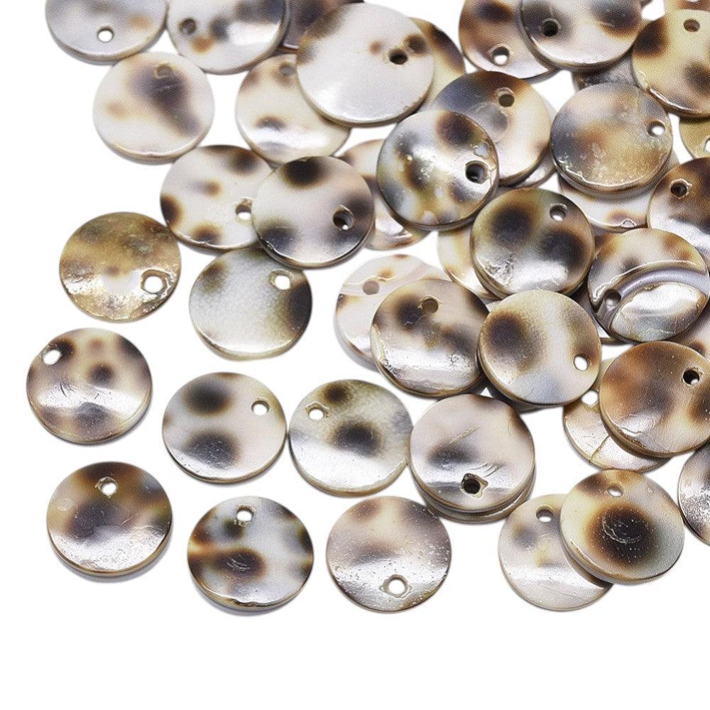 Hanger rond schelp oldlace 10mm- per stuk-Kralen-Kraaltjes van Renate