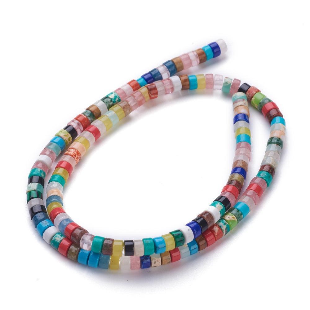 Heishi Kralen Mix Edelstenen Multicolor 4x2mm - per streng-Kralen-Kraaltjes van Renate