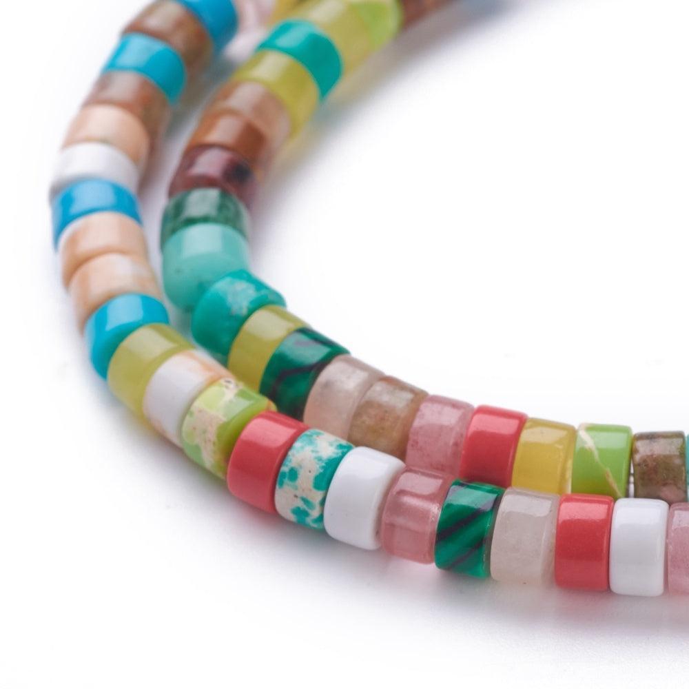 Heishi Kralen Mix Edelstenen Multicolor 4x2mm - per streng-Kralen-Kraaltjes van Renate