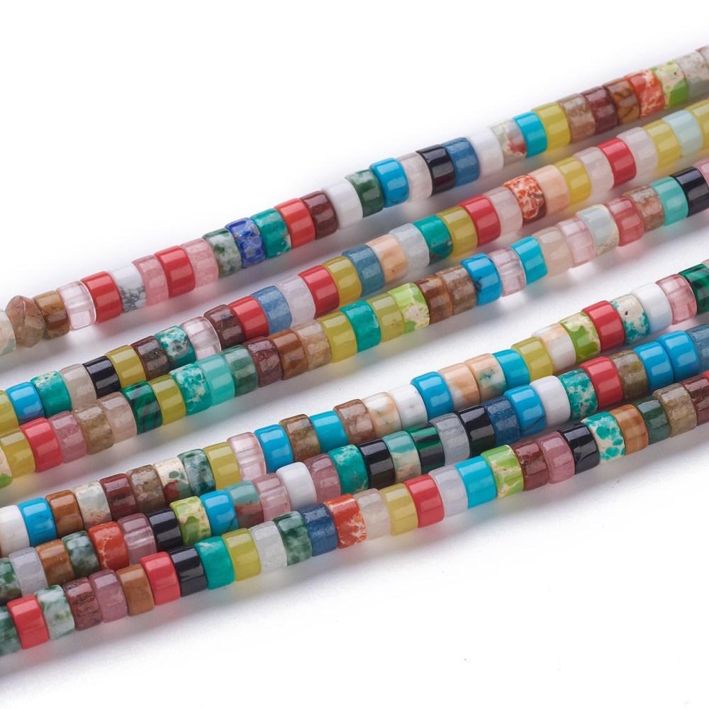 Heishi Kralen Mix Edelstenen Multicolor 4x2mm - per streng-Kralen-Kraaltjes van Renate