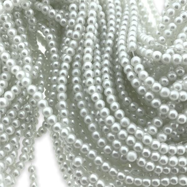 Hele streng glas parels glans wit 4mm - ±100 stuks-Kralen-Kraaltjes van Renate