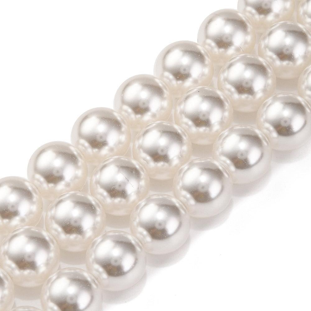 Hele streng glas parels wit 12mm - ±30 stuks-Kralen-Kraaltjes van Renate