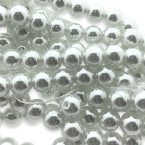 Hele streng glas parels wit 8mm - ±50 stuks-Kralen-Kraaltjes van Renate