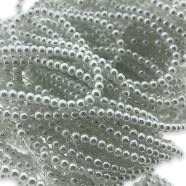 Hele streng glas parels wit glans 3mm - ±200 stuks-Kralen-Kraaltjes van Renate