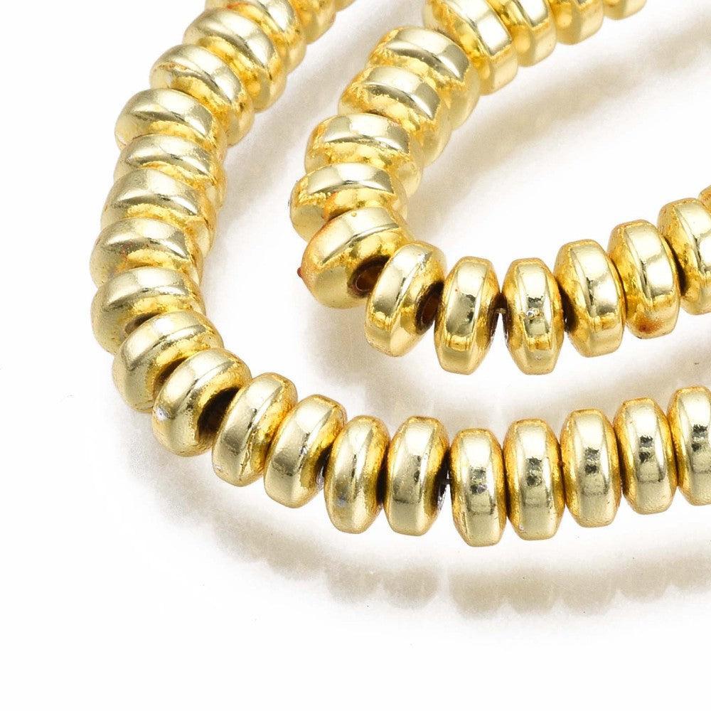 Hematiet Disc Gold Plated 4mm - 25 stuks-Kralen-Kraaltjes van Renate