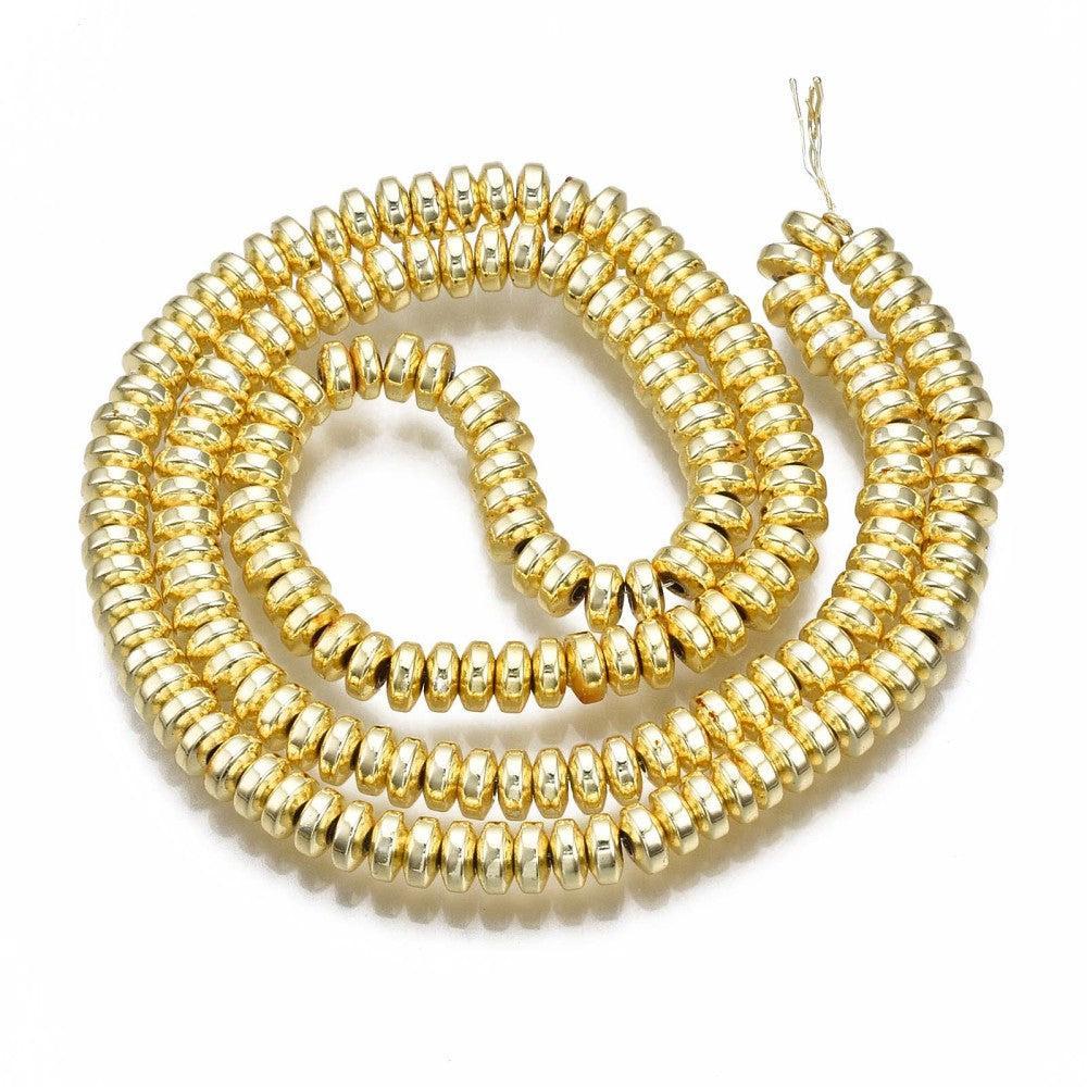 Hematiet Disc Gold Plated 4mm - 25 stuks-Kralen-Kraaltjes van Renate