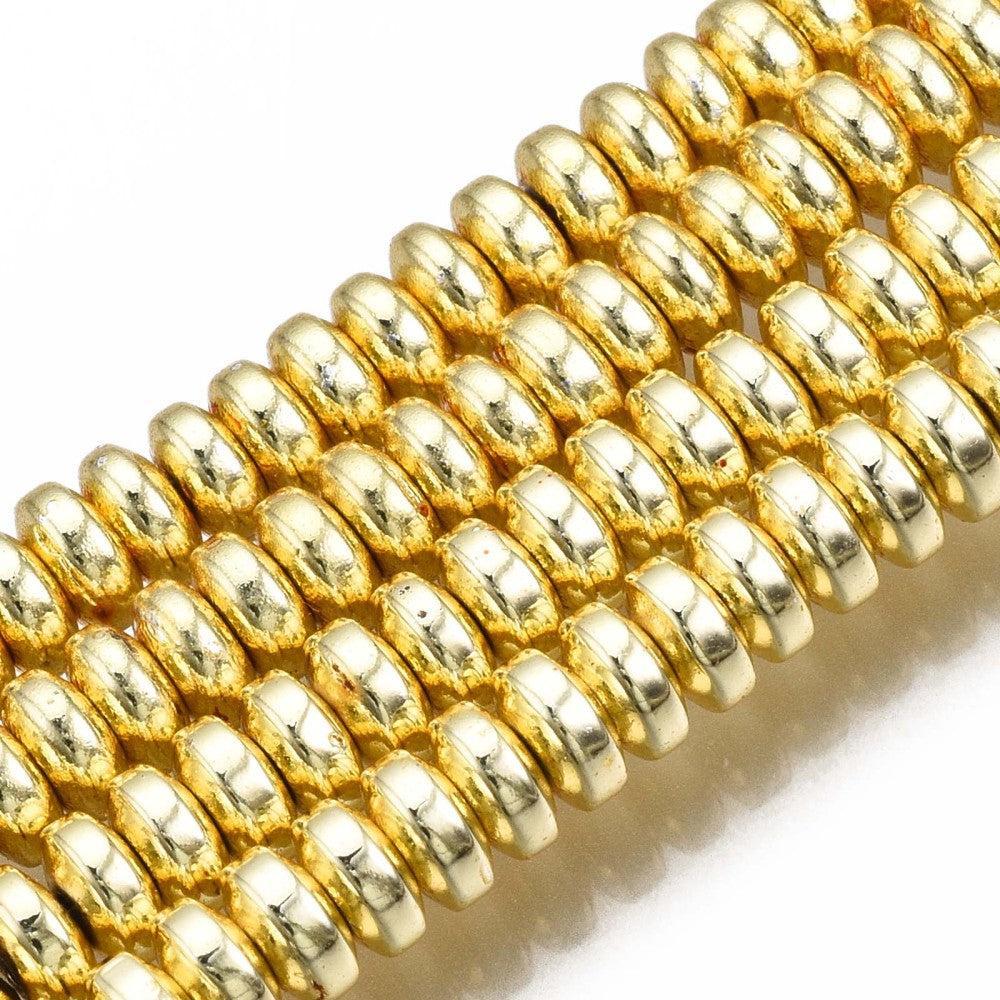Hematiet Disc Gold Plated 4mm - 25 stuks-Kralen-Kraaltjes van Renate