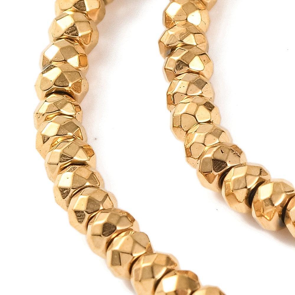 Hematiet Rondellen Facet 24K Goud 3.0mm - per zakje (20 stuks)-Kralen-Kraaltjes van Renate