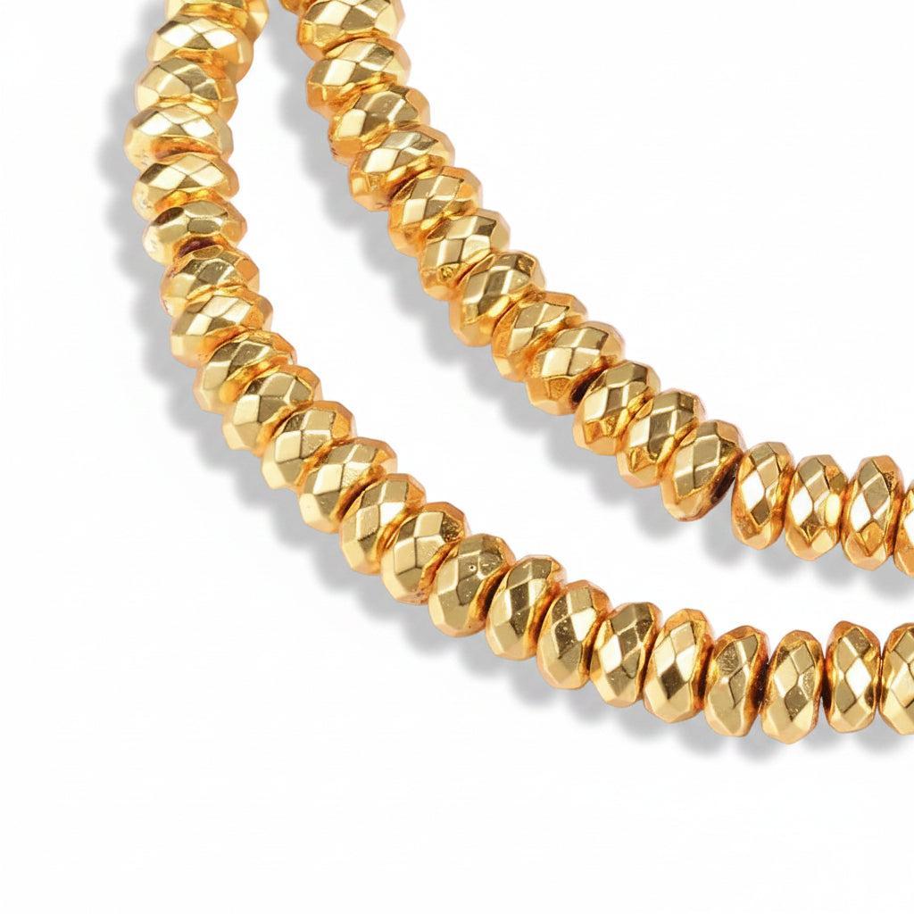 Hematiet Rondellen Facet Goud 4mm - per 20 stuks-Kralen-Kraaltjes van Renate