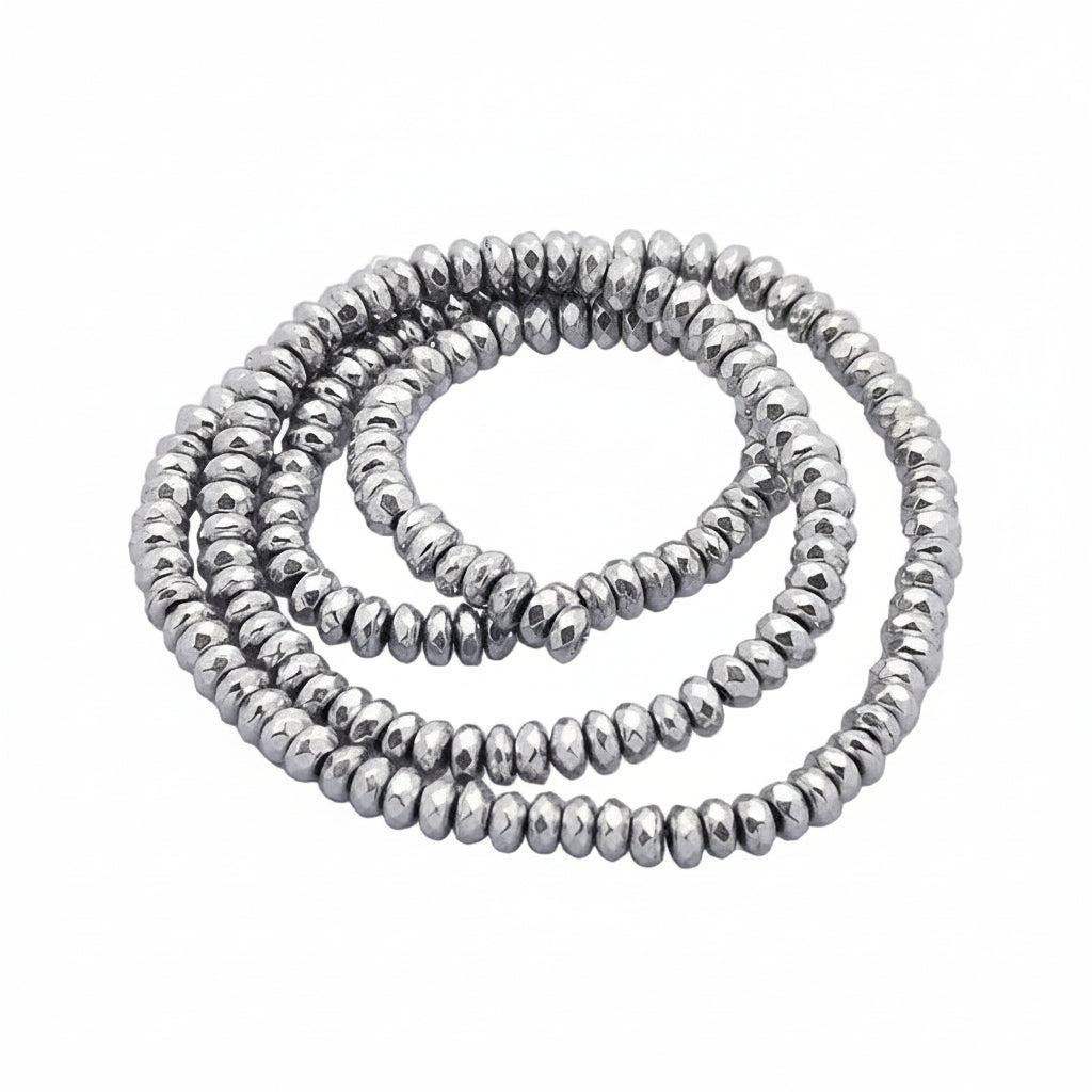 Hematiet Rondellen Facet Platina 4.0mm - per 20 stuks-Kralen-Kraaltjes van Renate