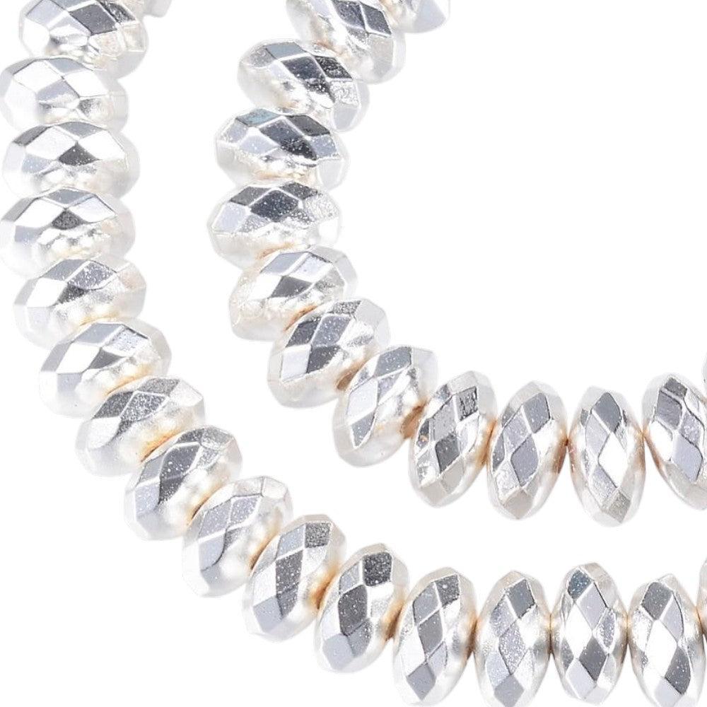 Hematiet Rondellen Facet Zilver 4.0mm - per zakje (20 stuks)-Kralen-Kraaltjes van Renate