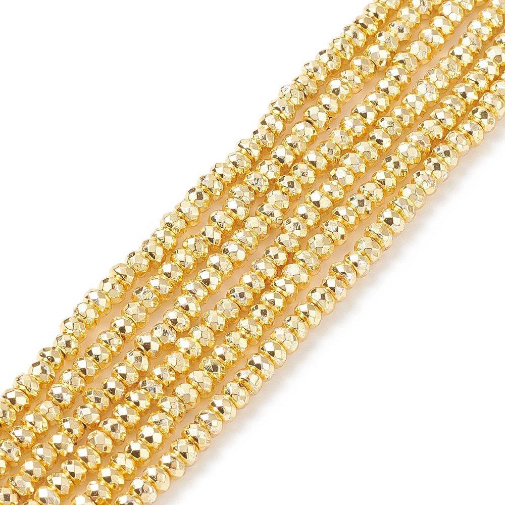 Hematiet Rondellen Grade AA Facet Licht Goud 3.0mm - per zakje (20 stuks)-Kralen-Kraaltjes van Renate